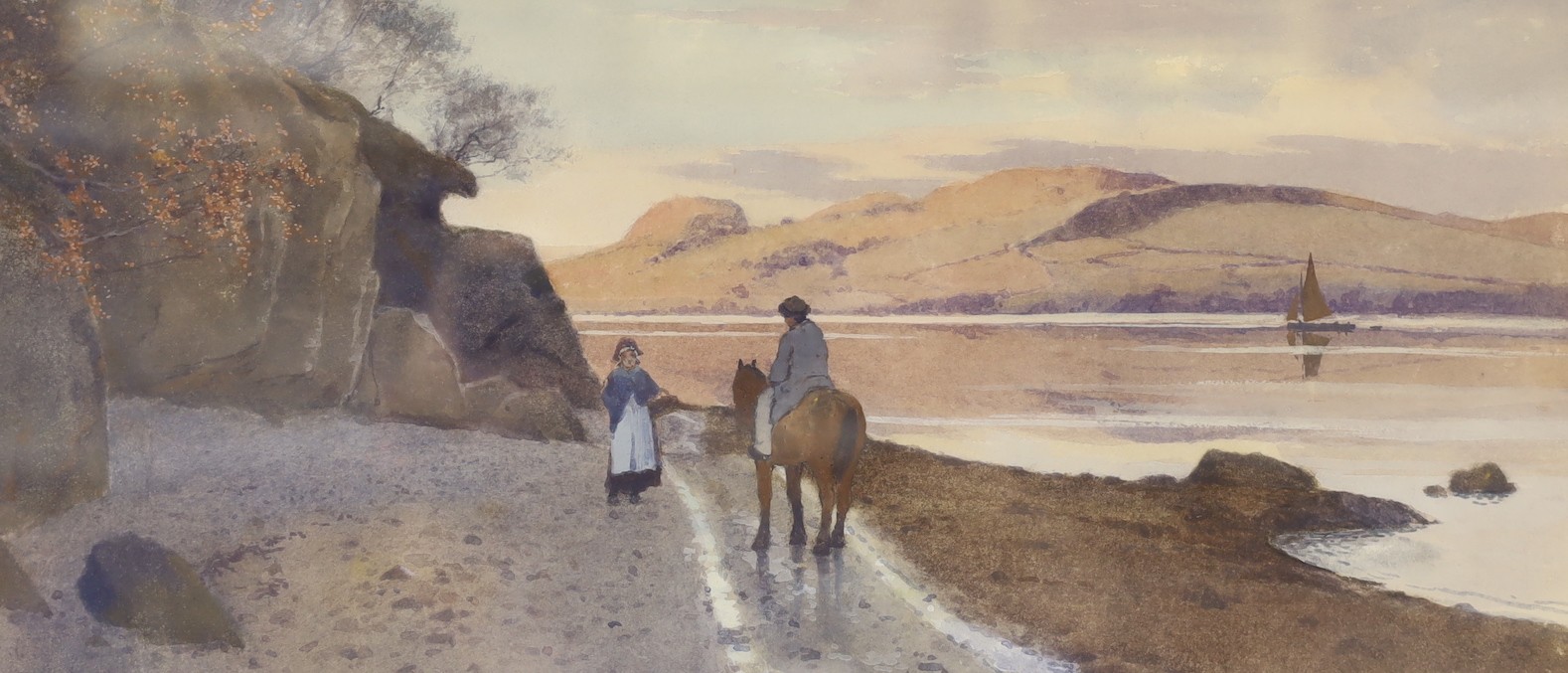 Carleton Grant (Exh.1885-1899), watercolour, ‘The Sands-O-Dee’, signed and dated 1889, 17 x 36cm